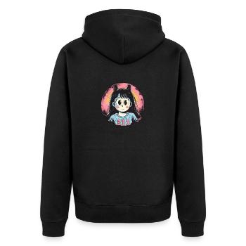 Anime Cartoon The Average Funny Girl - Unisex Premium Organic Zip Hoodie - black - Back - Nico (187cm)