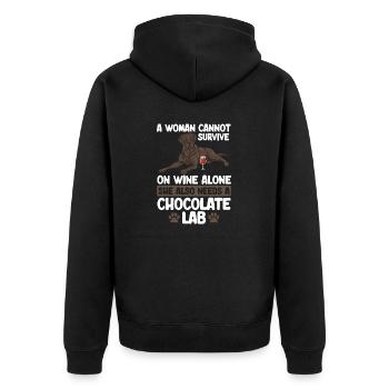 Chien Labrador Retriever brun chocolat - Veste à capuche bio Premium Unisexe - noir - Dos - Nico (187cm)