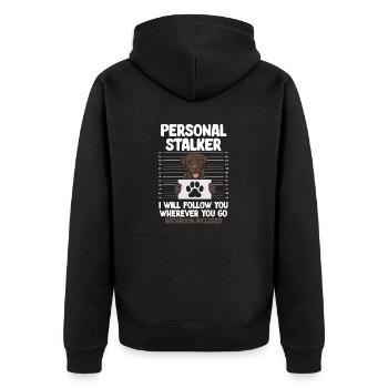 Schoko Brauner Labrador Retriever Hund - Unisex Premium Bio Zip Hoodie - Schwarz - Hinten - Nico (187cm)
