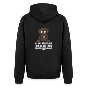 Schoko Brauner Labrador Retriever Hund - Unisex Premium Bio Zip Hoodie - Schwarz - Hinten - Nico (187cm)