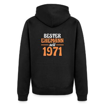 Valentinstag Bester Ehemann Seit 1971 - Unisex Premium Bio Zip Hoodie - Schwarz - Hinten - Nico (187cm)
