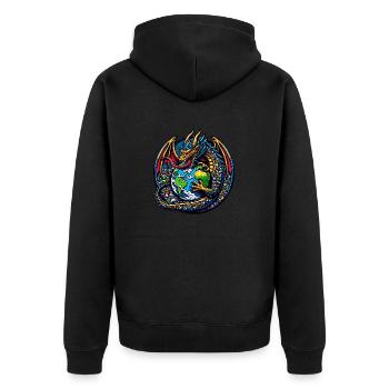 Umweltverschmutzung Drache Mülltonne - Unisex Premium Bio Zip Hoodie - Schwarz - Hinten - Nico (187cm)