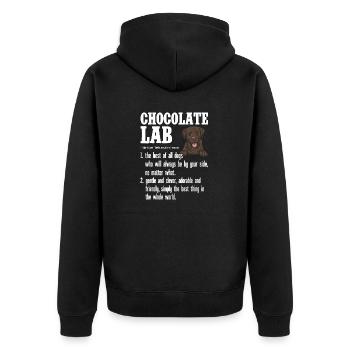 Chien Labrador Retriever brun chocolat - Veste à capuche bio Premium Unisexe - noir - Dos - Nico (187cm)