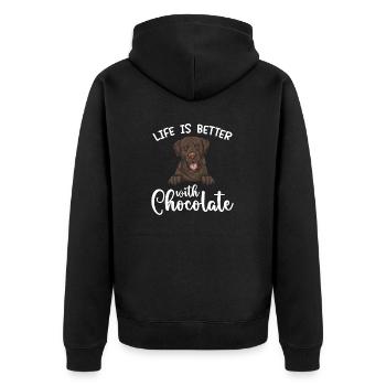 Chien Labrador Retriever brun chocolat - Veste à capuche bio Premium Unisexe - noir - Dos - Nico (187cm)