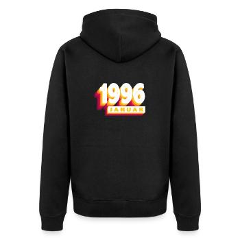 January 1996 0 28 years man woman birthday - Unisex Premium Organic Zip Hoodie - black - Back - Nico (187cm)