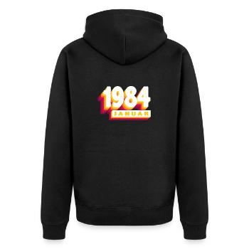 Januar 1984 0 40 Jahren Mann Frau Geburtstag - Unisex Premium Bio Zip Hoodie - Schwarz - Hinten - Nico (187cm)