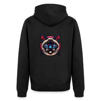 Siamese Cat Cat Lover - Unisex Premium Organic Zip Hoodie - black - Back - Nico (187cm)