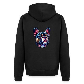 Französisch Bulldogge French Bulldog - Unisex Premium Organic Zip Hoodie - black - Back - Nico (187cm)