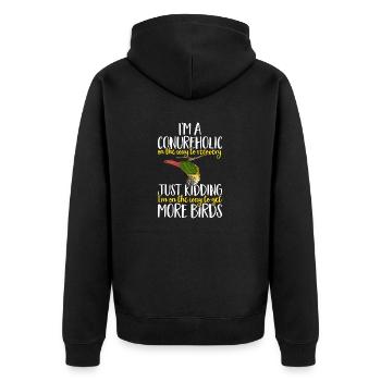 Molinasittich Papagei Vogel Sittich - Unisex Premium Bio Zip Hoodie - Schwarz - Hinten - Nico (187cm)
