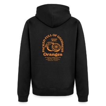 Orangen Ernährung - Unisex Premium Bio Zip Hoodie - Schwarz - Hinten - Nico (187cm)