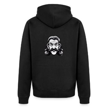 Mustache Man with Neck Mat Mullet - Unisex Premium Organic Zip Hoodie - black - Back - Nico (187cm)