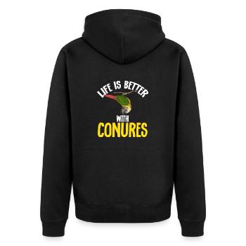 Molina Parakeet Parrot Bird Parakeet - Unisex Premium Organic Zip Hoodie - black - Back - Nico (187cm)