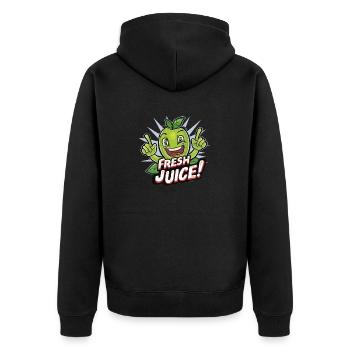 Sonniges Obst und frischer Saft - Unisex Premium Bio Zip Hoodie - Schwarz - Hinten - Nico (187cm)