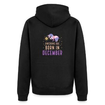 Einhörner werden im Dezember geboren Geburtsmonat Geburtstag - Unisex Premium Bio Zip Hoodie - Schwarz - Hinten - Nico (187cm)