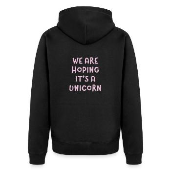 Nous espérons que c’est une licorne drôle d’amoureux magique - Veste à capuche bio Premium Unisexe - noir - Dos - Nico (187cm)