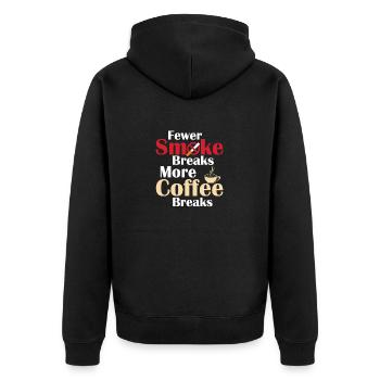 Fewer Smoke Breaks, More Coffee Breaks Healthy Qui - Unisex Premium Organic Zip Hoodie - black - Back - Nico (187cm)