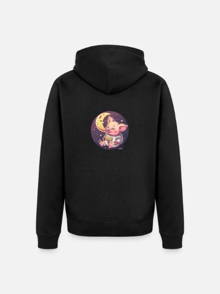 Sleeping pig on the moon - Unisex Premium Organic Zip Hoodie - black