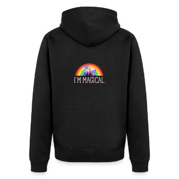 Ich bin magisches Regenbogen-Einhorn Lustiges Regenbogen-Einhorn - Unisex Premium Bio Zip Hoodie - Schwarz - Hinten - Nico (187cm)