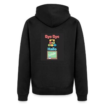 Bye bye Kita Hallo Schule Schulbeginn Einschulung - Unisex Premium Bio Zip Hoodie - Schwarz - Hinten - Nico (187cm)