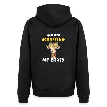 Girafe Tu me girafes FOU - Veste à capuche bio Premium Unisexe - noir - Dos - Nico (187cm)