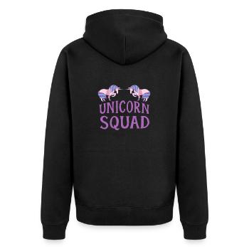 Einhorn Squad Lustig Magisch Regenbogen Einhorn Niedlich - Unisex Premium Bio Zip Hoodie - Schwarz - Hinten - Nico (187cm)