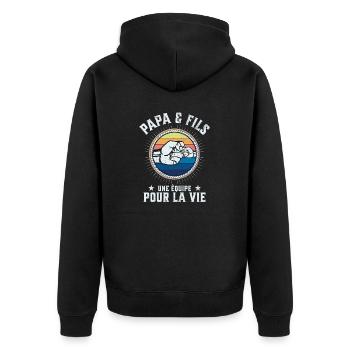 Father and Son A Team for Life Funny Gift - Unisex Premium Organic Zip Hoodie - black - Back - Nico (187cm)