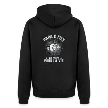 Father and Son A Team for Life Funny Gift - Unisex Premium Organic Zip Hoodie - black - Back - Nico (187cm)