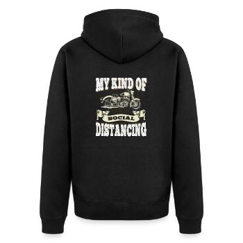 Mon type de distanciation sociale - Moto - Veste à capuche bio Premium Unisexe - noir - Dos - Nico (187cm)