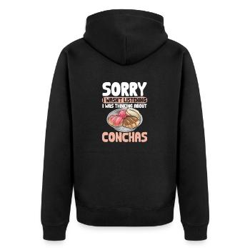 Concha Hispanic Mexikanisch Pan Dulce - Unisex Premium Bio Zip Hoodie - Schwarz - Hinten - Nico (187cm)