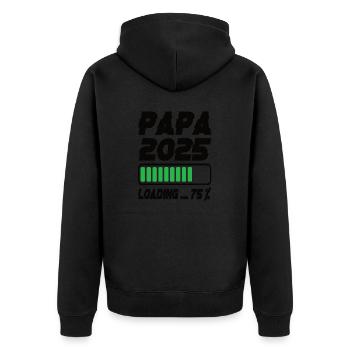 Papa 2025 Loading - Unisex Premium Bio Zip Hoodie - Schwarz - Hinten - Nico (187cm)