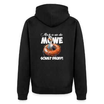Freche Möwe #lovely toons - Unisex Premium Bio Zip Hoodie - Schwarz - Hinten - Nico (187cm)