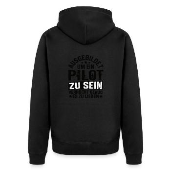 Pilot Airplane Pilots Flying Aviator Flying - Unisex Premium Organic Zip Hoodie - black - Back - Nico (187cm)