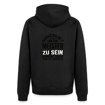 Meister Meisterprüfung Handwerksmeister Handwerk - Unisex Premium Bio Zip Hoodie - Schwarz - Hinten - Nico (187cm)