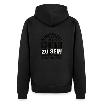Schreiner Holzarbeiter Schreinerei Holz Handwerk - Unisex Premium Bio Zip Hoodie - Schwarz - Hinten - Nico (187cm)