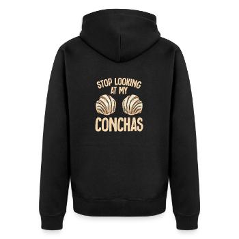 Concha Hispanic Mexikanisch Pan Dulce - Unisex Premium Bio Zip Hoodie - Schwarz - Hinten - Nico (187cm)