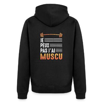 I Can't I Have Bodybuilding Bodybuilding Gym - Unisex Premium Organic Zip Hoodie - black - Back - Nico (187cm)