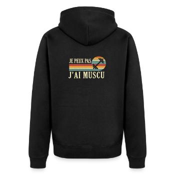 Ich kann kein Bodybuilding-Bodybuilding-Fitnessstudio haben - Unisex Premium Bio Zip Hoodie - Schwarz - Hinten - Nico (187cm)