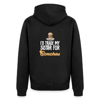 Concha Hispanic Mexikanisch Pan Dulce - Unisex Premium Bio Zip Hoodie - Schwarz - Hinten - Nico (187cm)
