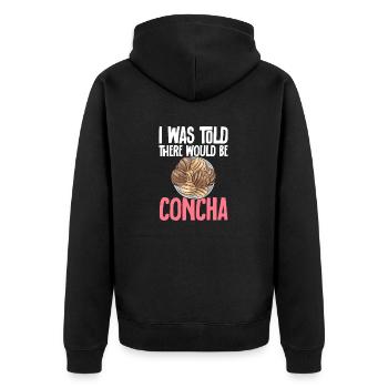 Concha Hispanic Mexikanisch Pan Dulce - Unisex Premium Bio Zip Hoodie - Schwarz - Hinten - Nico (187cm)