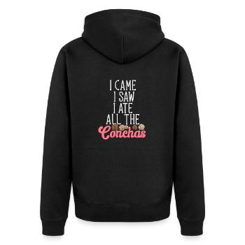 Concha Hispanic Mexikanisch Pan Dulce - Unisex Premium Bio Zip Hoodie - Schwarz - Hinten - Nico (187cm)