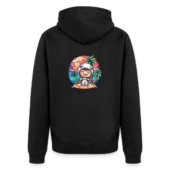 Little cute astronaut on an island - Unisex Premium Organic Zip Hoodie - black - Back - Nico (187cm)