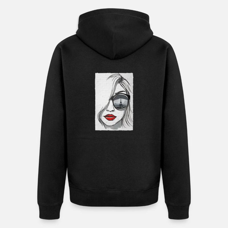 Graffiti-Mädchen in Paris - Eiffelturm - Unisex Premium Bio Zip Hoodie - Schwarz