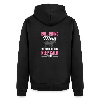 Bullenreiter Rodeo Western Cowboy Bull Riding - Unisex Premium Bio Zip Hoodie - Schwarz - Hinten - Nico (187cm)