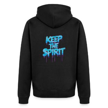 KEEP THE SPIRIT - Unisex Premium Organic Zip Hoodie - black - Back - Nico (187cm)