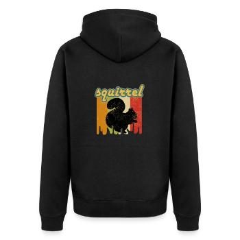 Vintage Eichhörnchen Streifenhörnchen Nagetier Tierliebhaber - Unisex Premium Bio Zip Hoodie - Schwarz - Hinten - Nico (187cm)