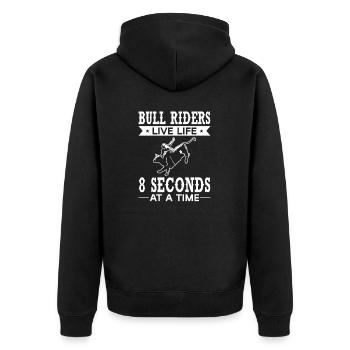 Bullenreiter Rodeo Western Cowboy Bull Riding - Unisex Premium Bio Zip Hoodie - Schwarz - Hinten - Nico (187cm)