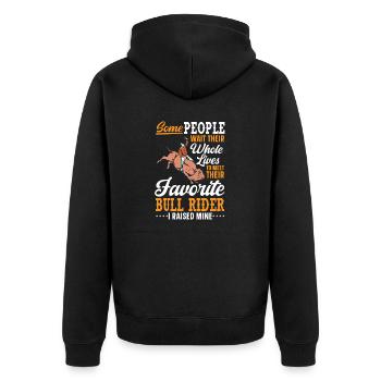 Bullenreiter Rodeo Western Cowboy Bull Riding - Unisex Premium Bio Zip Hoodie - Schwarz - Hinten - Nico (187cm)