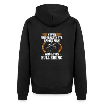 Bullenreiter Rodeo Western Cowboy Bull Riding - Unisex Premium Bio Zip Hoodie - Schwarz - Hinten - Nico (187cm)