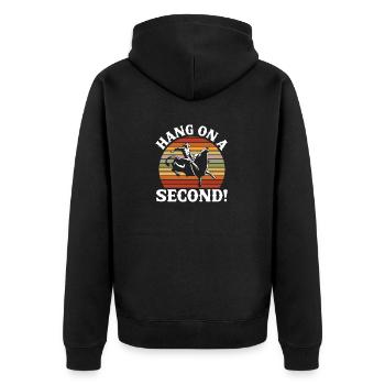 Bullenreiter Rodeo Western Cowboy Bull Riding - Unisex Premium Bio Zip Hoodie - Schwarz - Hinten - Nico (187cm)