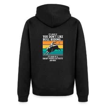 Bullenreiter Rodeo Western Cowboy Bull Riding - Unisex Premium Bio Zip Hoodie - Schwarz - Hinten - Nico (187cm)